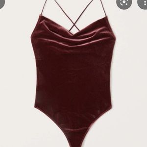 Abercrombie maroon velvet bodysuit. Never worn, extra small